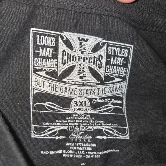 West Coast Choppers NEW Big and Tall Black "Fool Proof Sucka Free" Graphic Tee - Picture 5 of 6